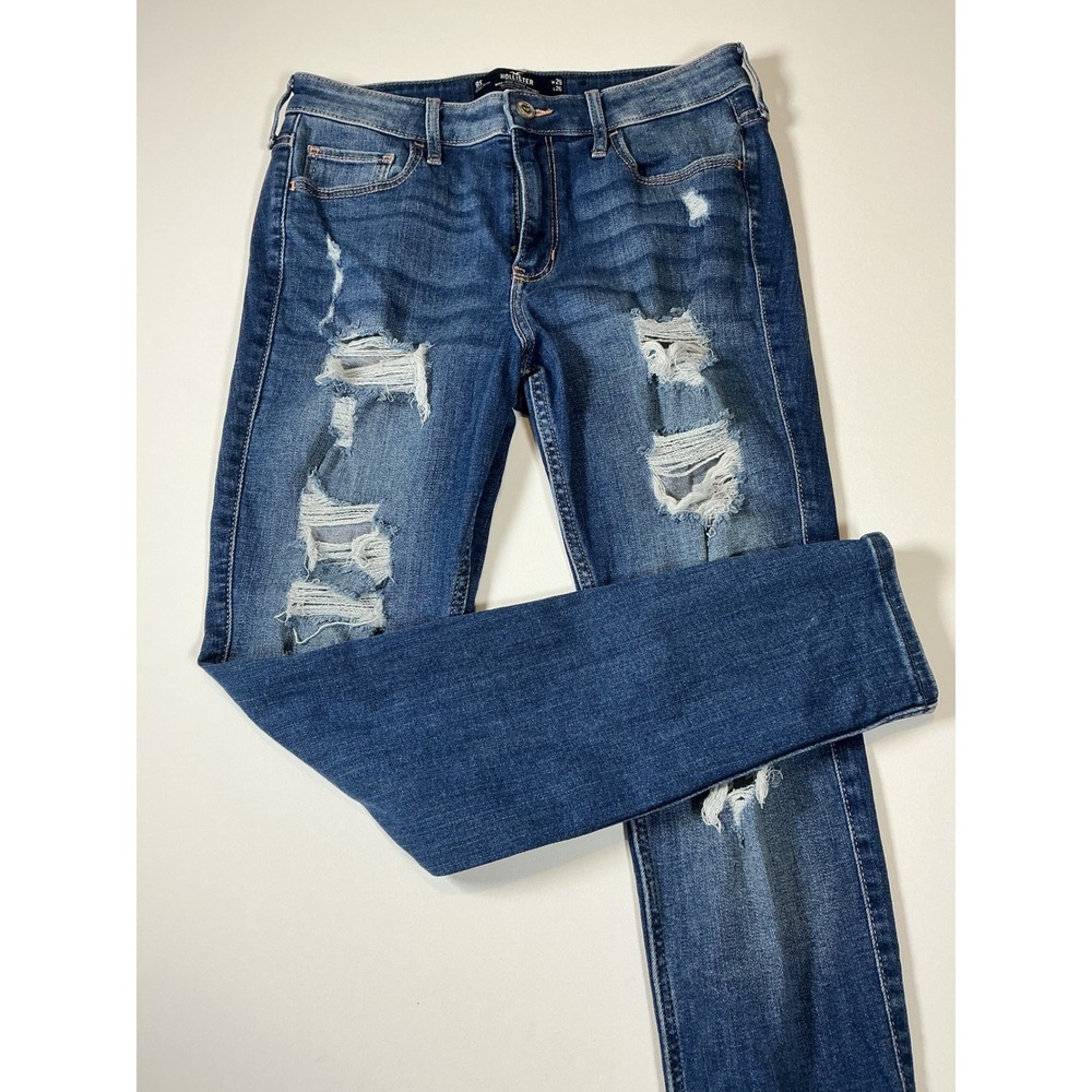 Hollister High Rise Super Skinny Distressed Ripped Jeans Size 29x26